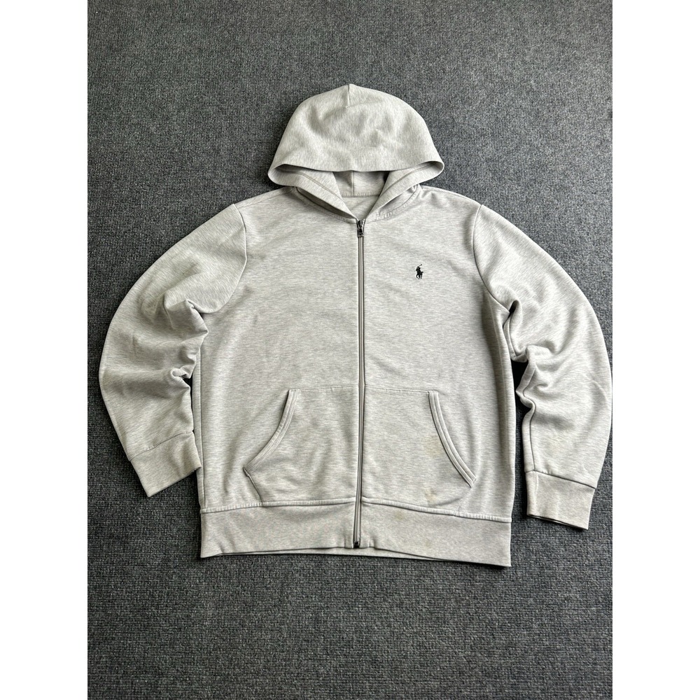 Mens Polo Ralph Lauren Gray Full Zip Hoodie Sweatshirt, Size XL
